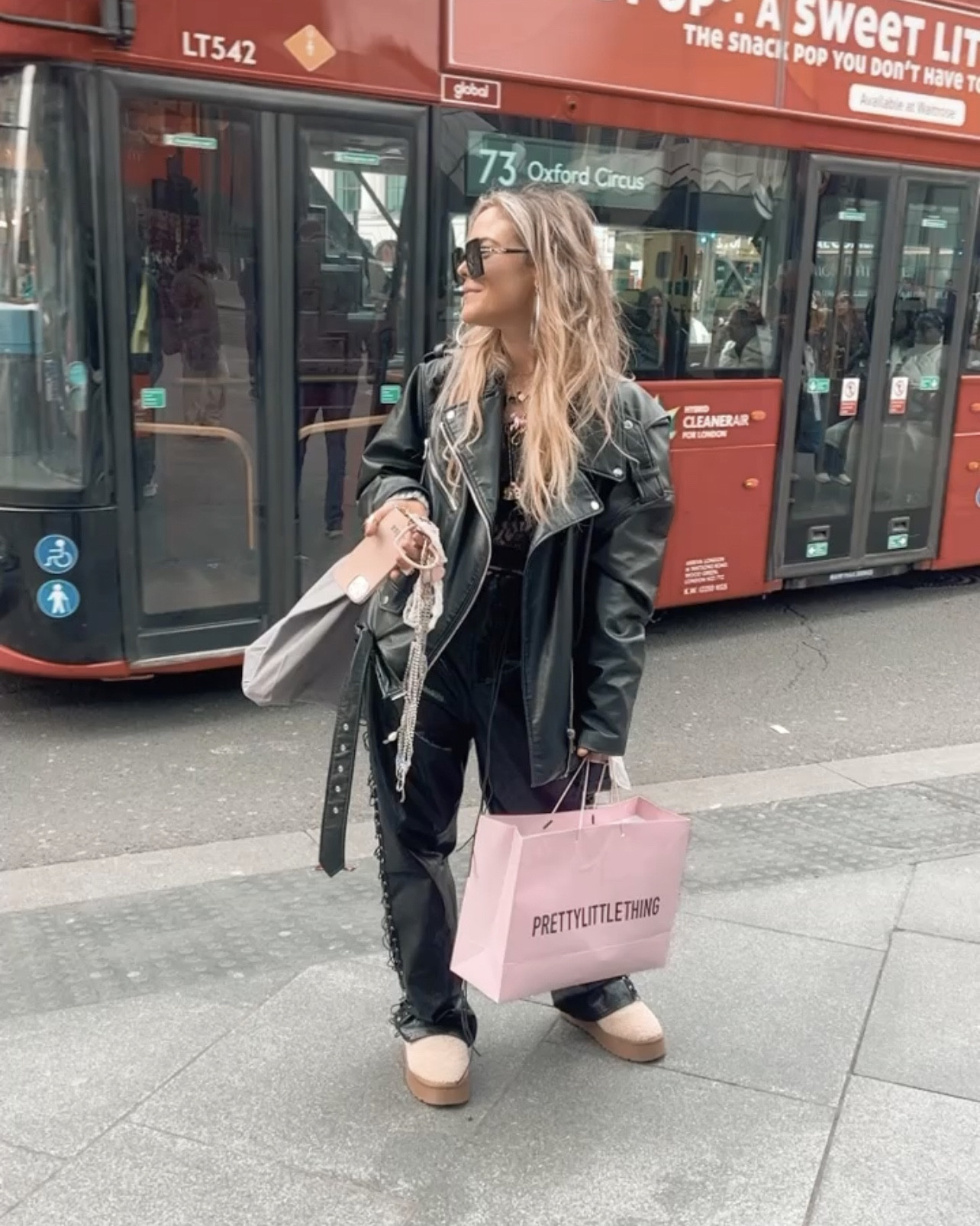 Twins in London. Streetstyle. Prettylittlething. Faux leather style. Oversized. Vegan leather jacket. Twinning. 

#LTKtravel #LTKSeasonal #LTKstyletip
