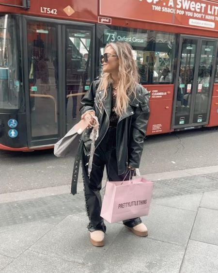 Twins in London. Streetstyle. Prettylittlething. Faux leather style. Oversized. Vegan leather jacket. Twinning. 

#LTKtravel #LTKSeasonal #LTKstyletip
