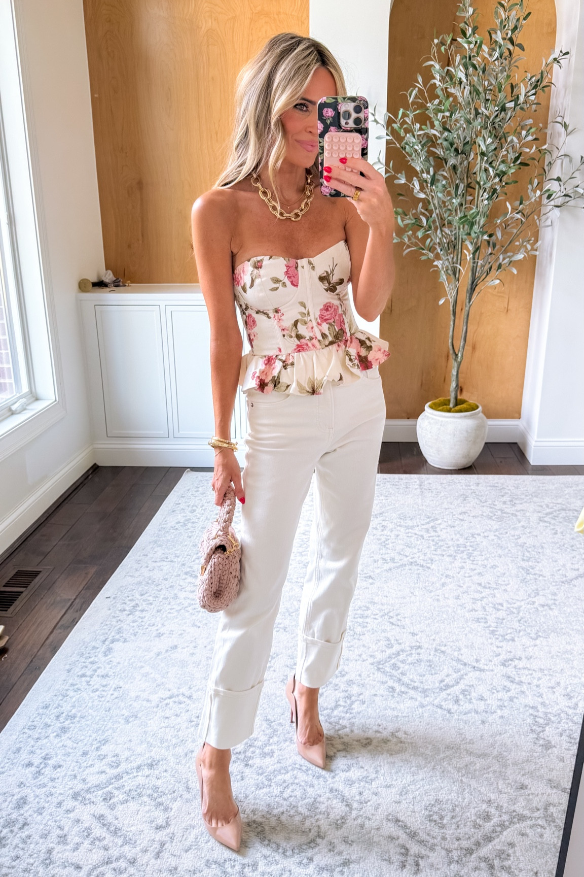 Cuffed jeans on sale 30% off! Wearing 0 regular - I’m 5’3"

Corset top (runs small) - use code ROSEYKATE35 for discount 

#LTKSaleAlert #LTKPetite #LTKOver40