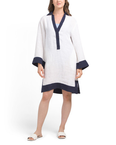 Linen Long Sleeve Tunic Mini Dress | TJ Maxx