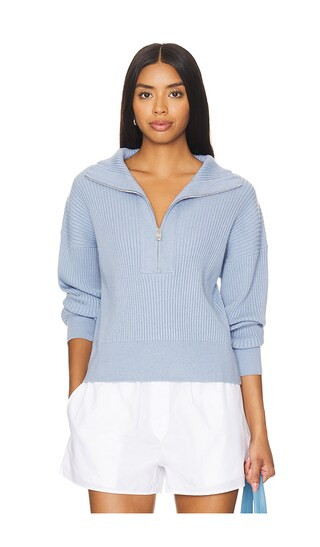 Janie Half Zip Knit Sweater in Ashley Blue | Revolve Clothing (Global)