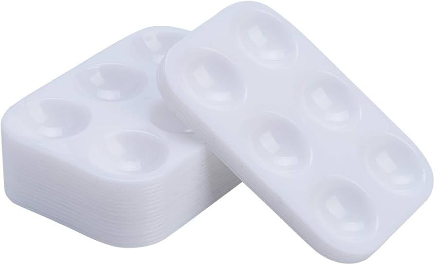 30 PCS White Plastic Paint Palettes 6 Well Rectangular Watercolor Palette Painting Tray for Paint... | Amazon (US)