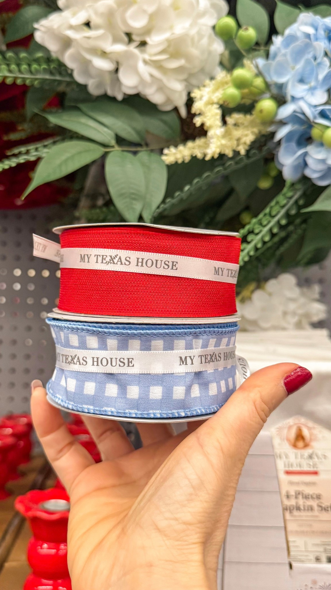 Patriotic ribbons from My Texas House 🇺🇸 3 quick ideas: gift wrapping bows, table napkin styling, and easy wreath decor. Simple, festive, and perfect for summer hosting or 4th of July touches.

#LTKHome #LTKSeasonal #LTKdayinmylife
