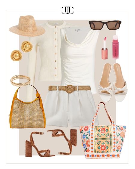 Here are looks that incorporate some of this month’s top sellers and most popular pieces.  

sunglasses, linen shorts, slide heels, tote bag, sleeveless top, wedge sandal, cardigan, fedora summer outfit, summer look, casual look, vacation outfit, vacation look

#LTKstyletip #LTKshoecrush #LTKover40