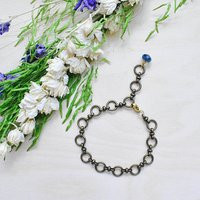 Brass Circle Chain Bracelet With Blue Crystal | Etsy (US)