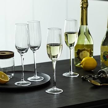 EVEREST GLOBAL Ribbed Optic Champagne Flutes 8 oz. set of 4 | Amazon (US)
