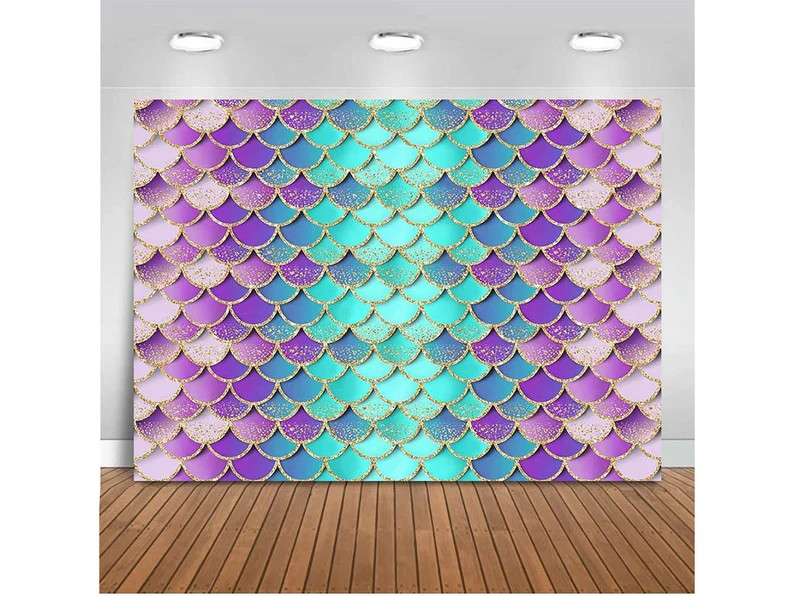 Mermaid Birthday Backdrop Glitter Mermaid Scales Backdrops Kids Birthday Party Decor Girls Prince... | Etsy (US)