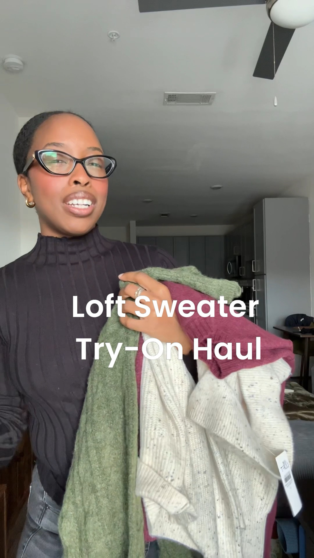 Loft sweater try-on haul! These sweaters are super soft, cozy, cute AND affordable. They can easily be dressed down with jeans or dressed up with a satin slip skirt and boots. I’m wearing a small in the green and cream sweaters and a medium in the maroon. #sweaters #holiday #loft 

#LTKPetite #LTKFindsUnder100 #LTKHoliday