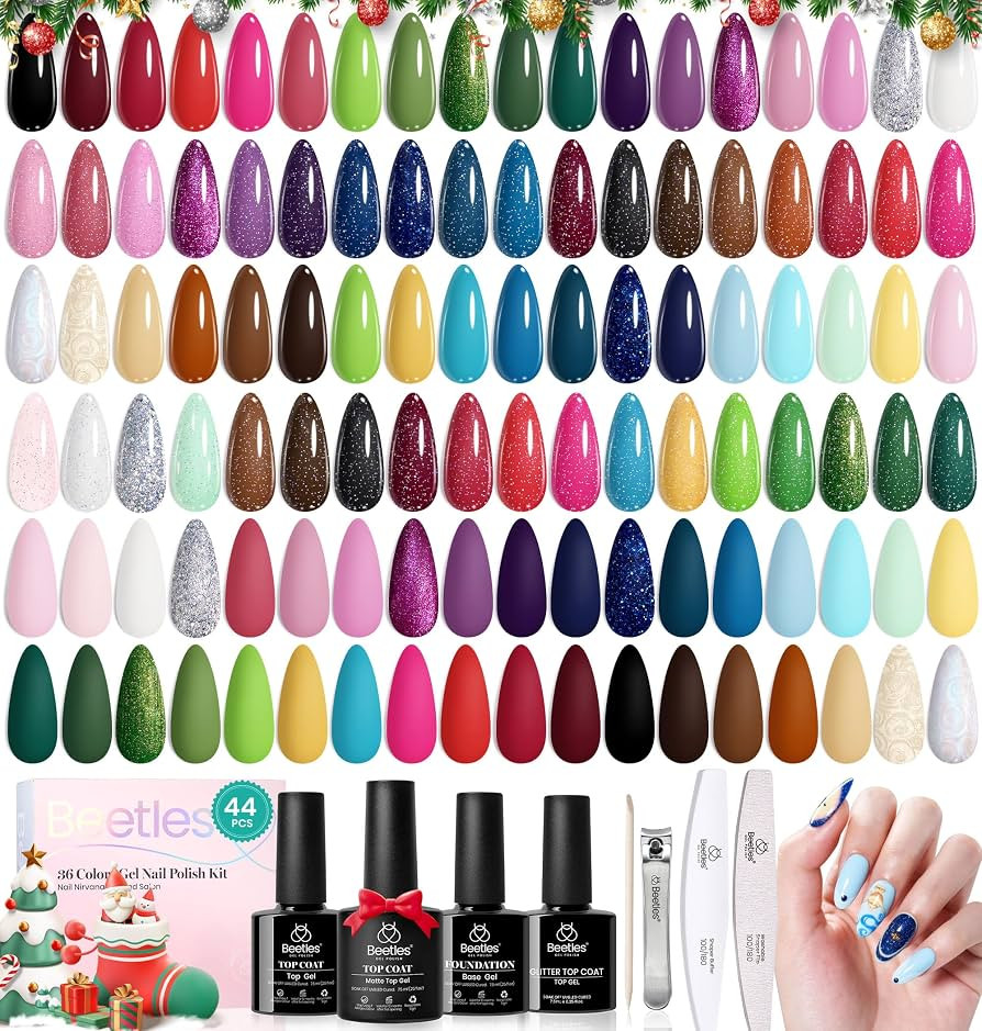 Beetles Gel Nail Polish Set, 44 PCS Red Brown Green Yellow Gel Polish Fairytale Town Collection 3... | Amazon (US)