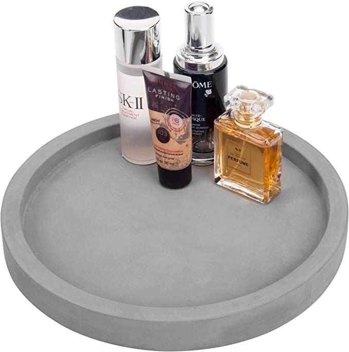 Amazon.com: MyGift 11-inch Modern Gray Concrete Round Bathroom Vanity Tray, Cologne and Perfume T... | Amazon (US)