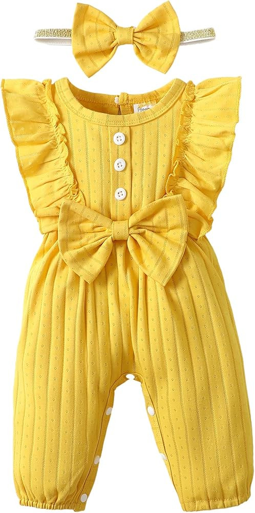 Mioglrie Newborn Baby Girl Clothes One Piece Jumpsuits Clothes Short Sleeve Rompers Summer Clothe... | Amazon (US)