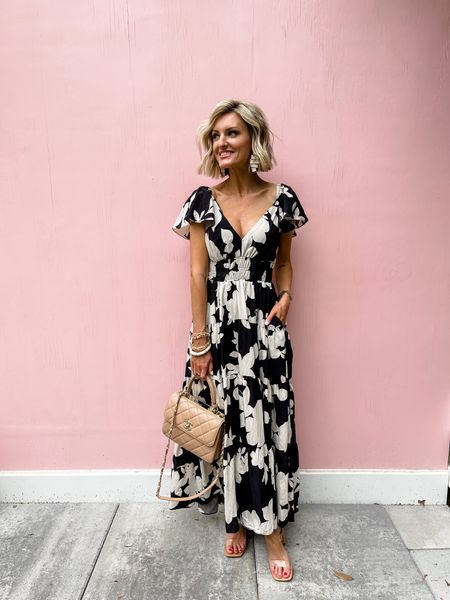This floral maxi will be on repeat for Loverly Grey this summer! She is wearing an XS