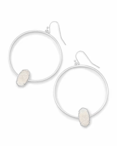 Elora Silver Hoop Earrings In Iridescent Drusy | Kendra Scott
