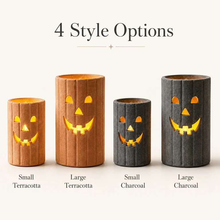 Jack O'Lantern Hurricane Candle Holder, Halloween Pumpkin Face Candle Lantern with Small or Large... | Walmart (US)