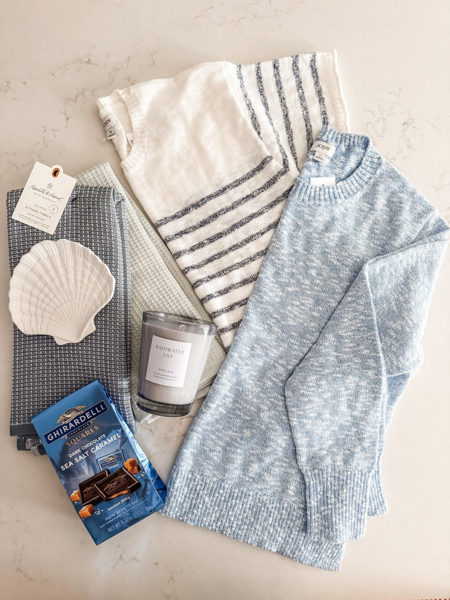 Mothers Day gift ideas
Striped sweater
Short sleeved relaxed beach sweater
Candle 
Chocolate
Blue and white sweater
Blue and white dish towel
Hand towel
Seashell trinket dish
Scallop dish

#LTKMothersDay #LTKSeasonal #LTKOver40