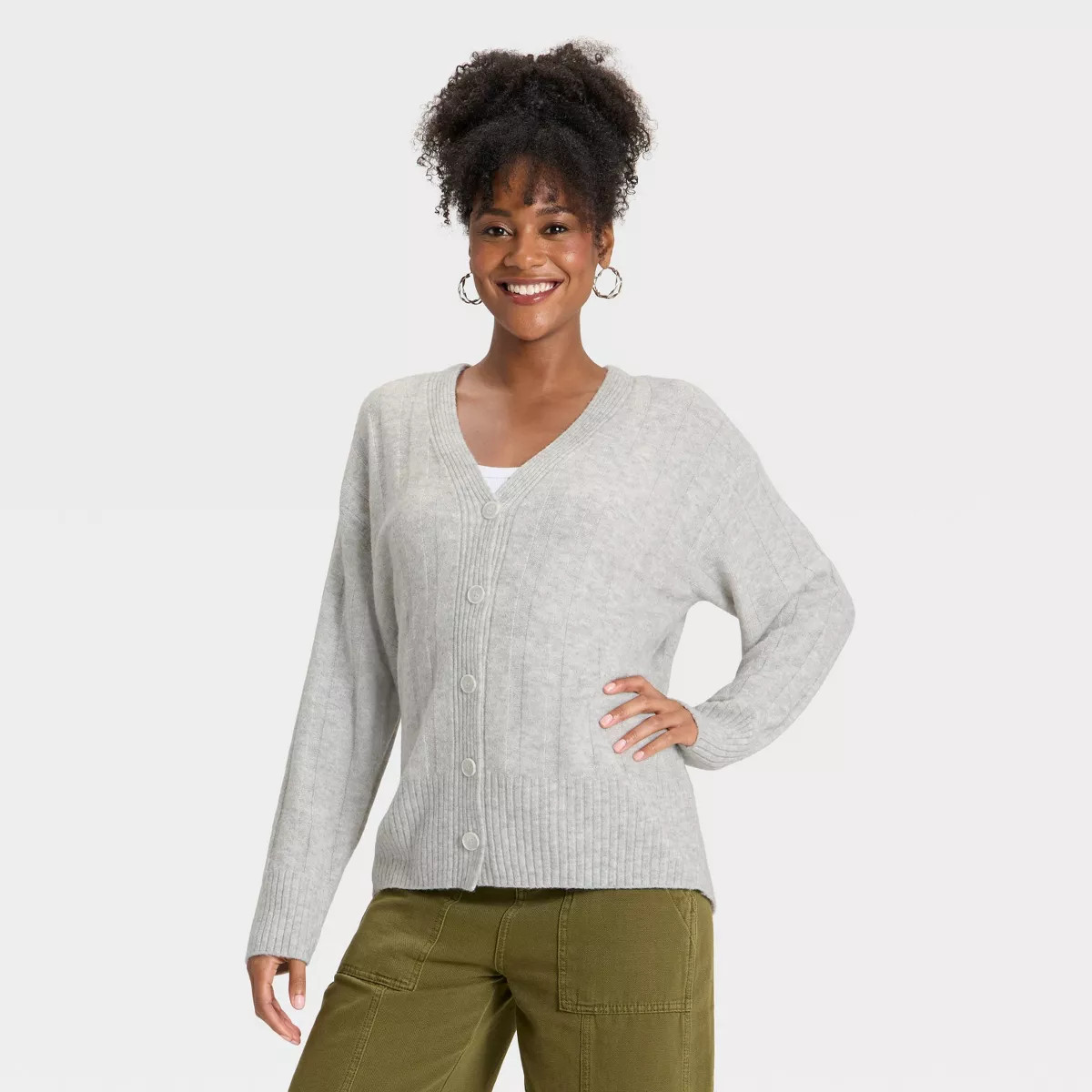Women's Knit Ribbed Cardigan Sweater - Universal Thread™ Tan S | Target