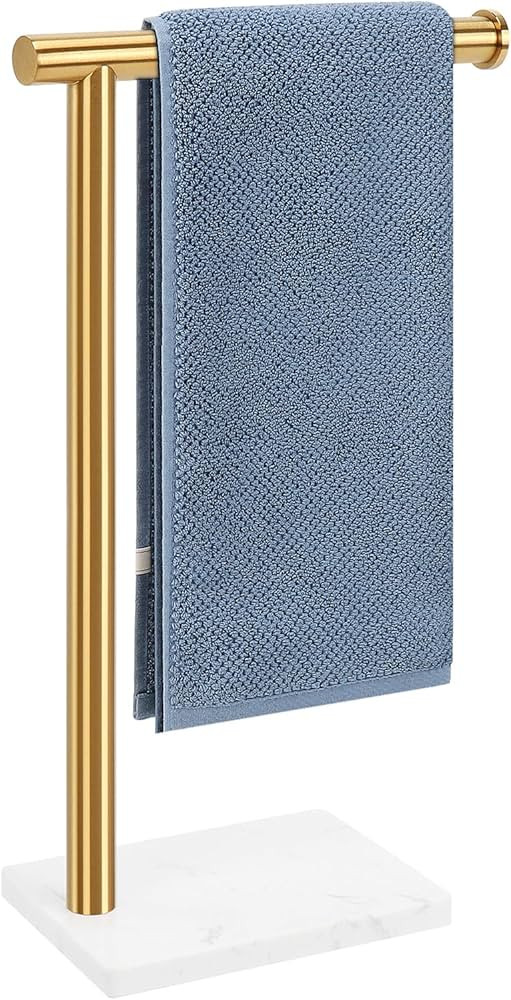 Hand Towel Holder, Hand Towel Stand for Bathroom with Marble Base, 304 Stainless Steel L Shape Ha... | Amazon (US)