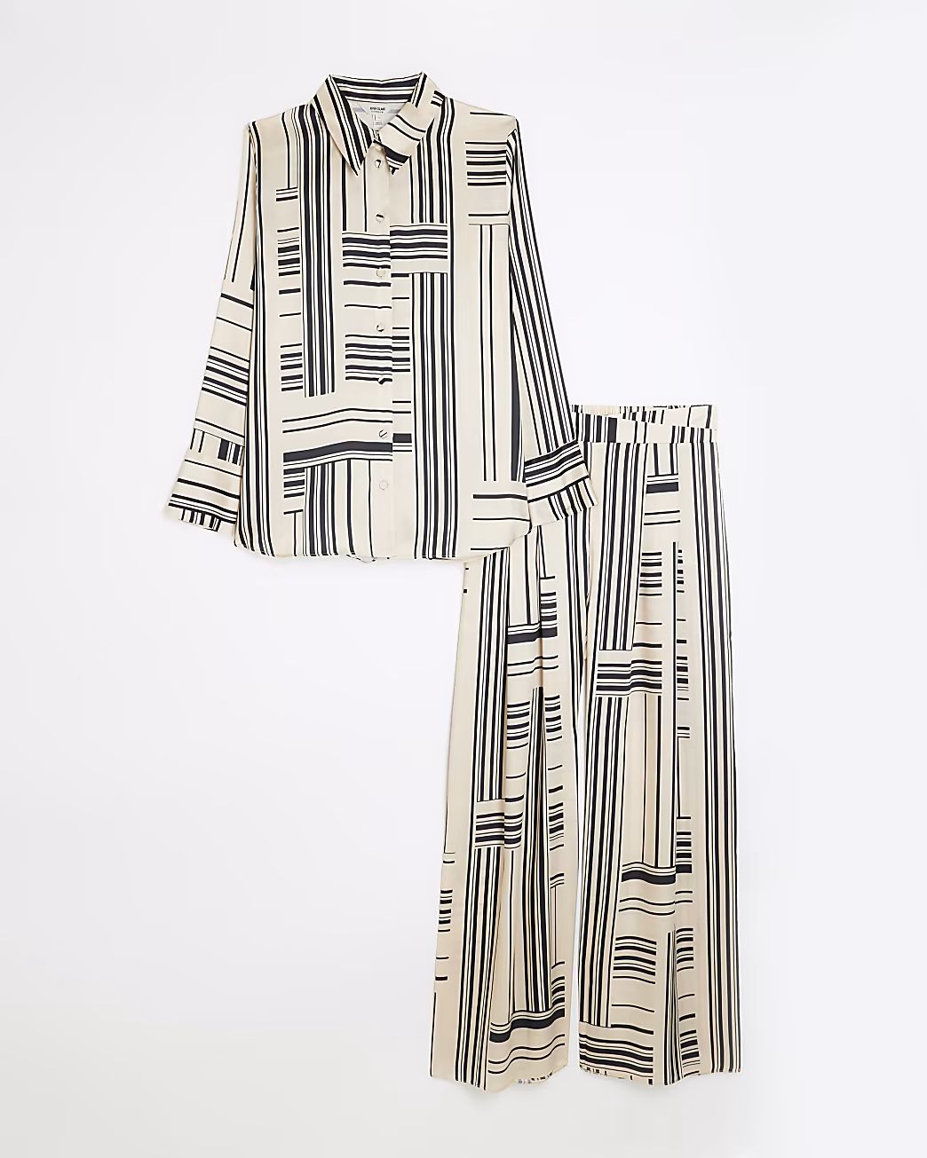 Cream stripe satin oversized shirt | River Island (UK & IE)