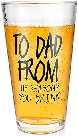 CASEKEY Fathers Day Funny Gifts for Dad Men Him,Beer Glass Funny Dad Gifts from Daughter Son Wife... | Amazon (US)