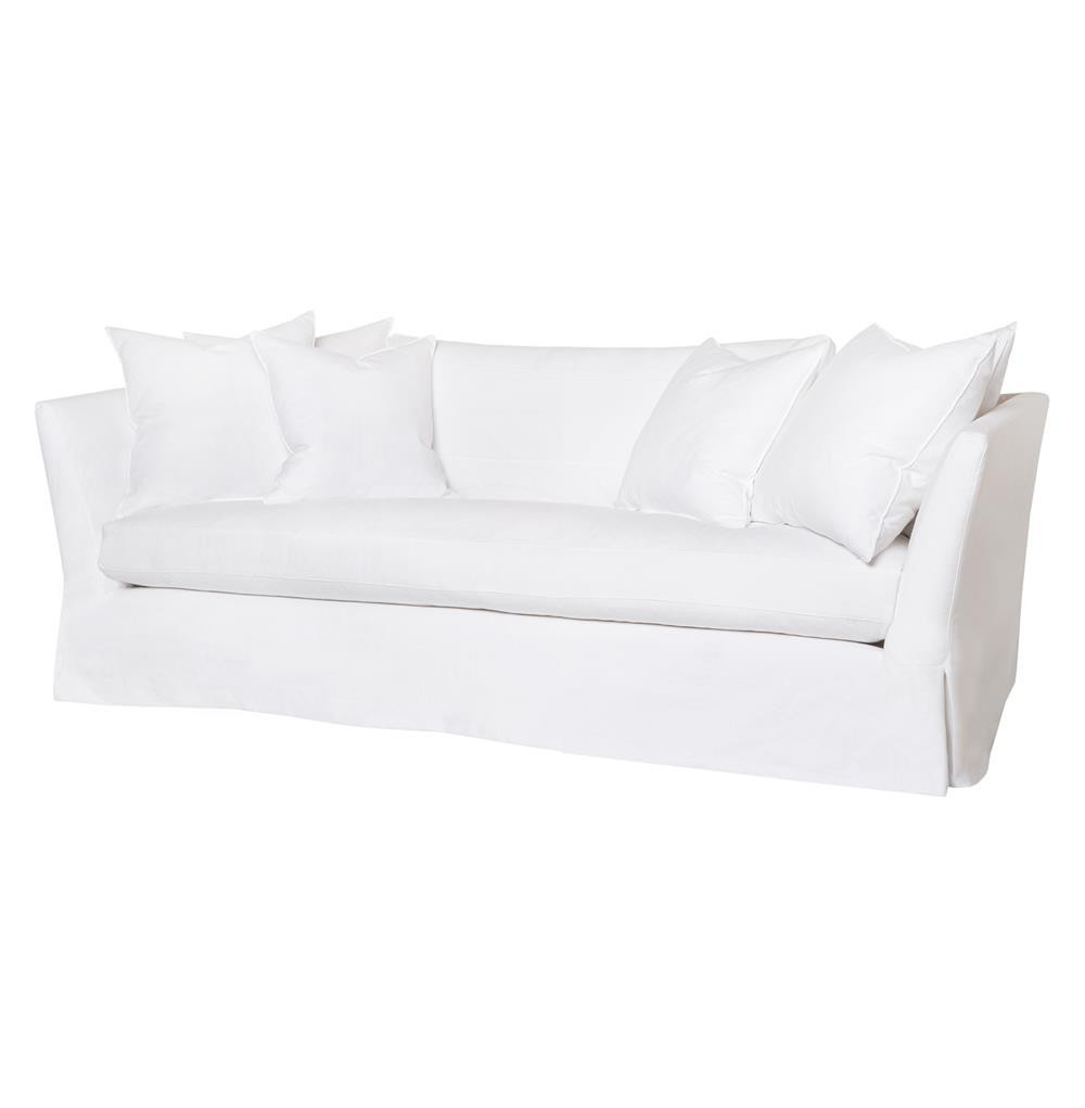 Cisco Home Seda Coastal Style Denim White Cotton Slip Cover Sofa - Small - 84""W | Kathy Kuo Home
