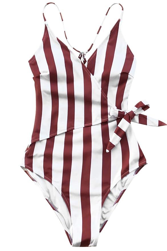 CUPSHE Women's Stay Young Stripe One-Piece Swimsuit Beach Swimwear | Amazon (US)