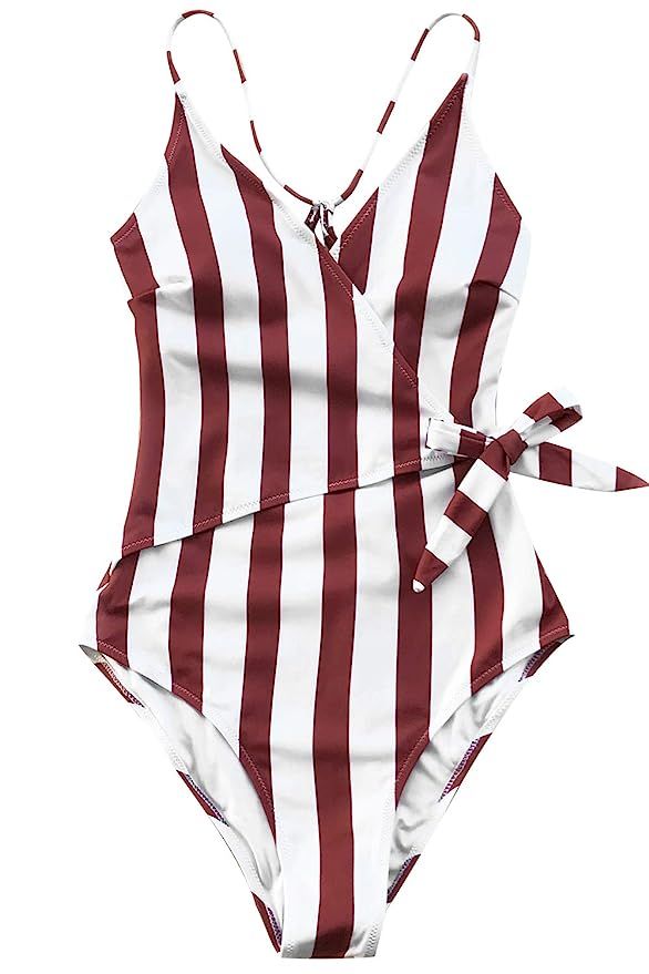 CUPSHE Women's Stay Young Stripe One-Piece Swimsuit Beach Swimwear | Amazon (US)