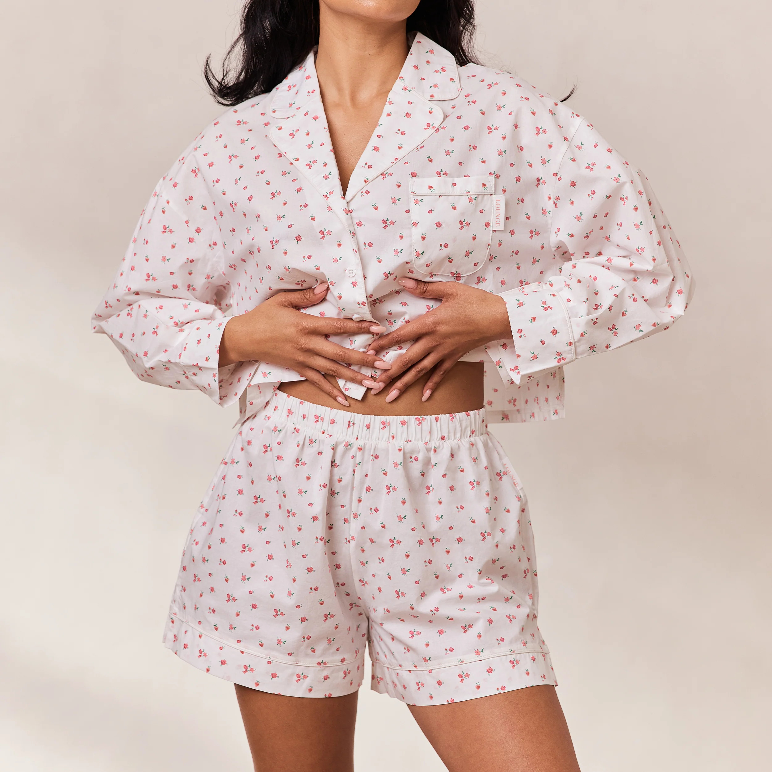 Floral Pyjama Shorts - White Print | Lounge UK