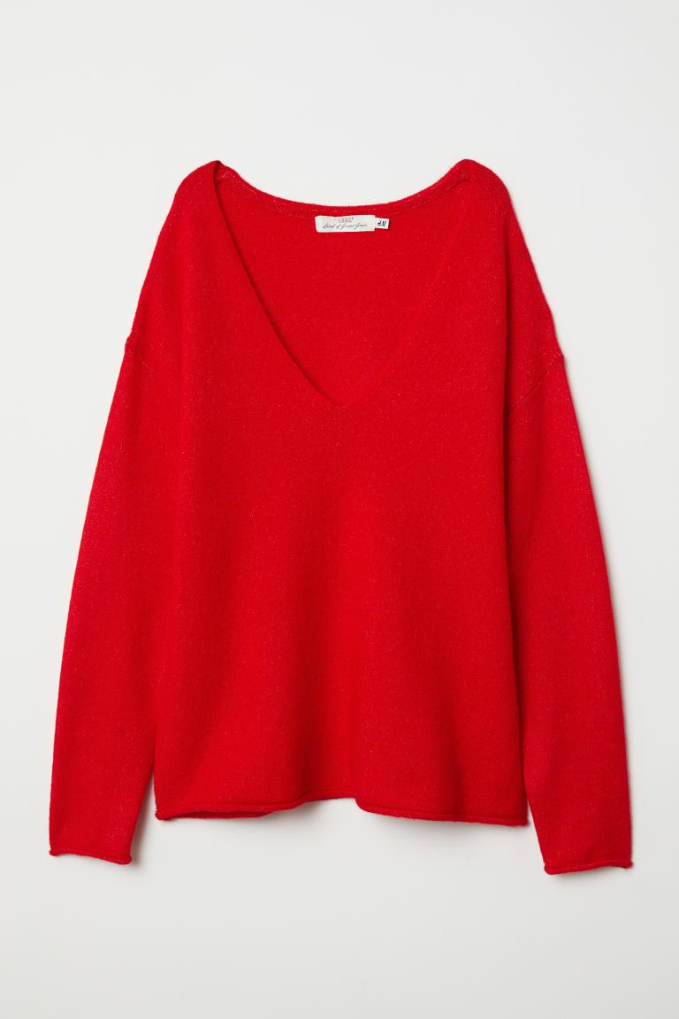 V-neck Sweater - Bright red - Ladies | H&M US | H&M (US + CA)