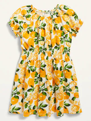 Fit & Flare Short-Sleeve Smocked-Waist Dress for Toddler Girls | Old Navy (CA)