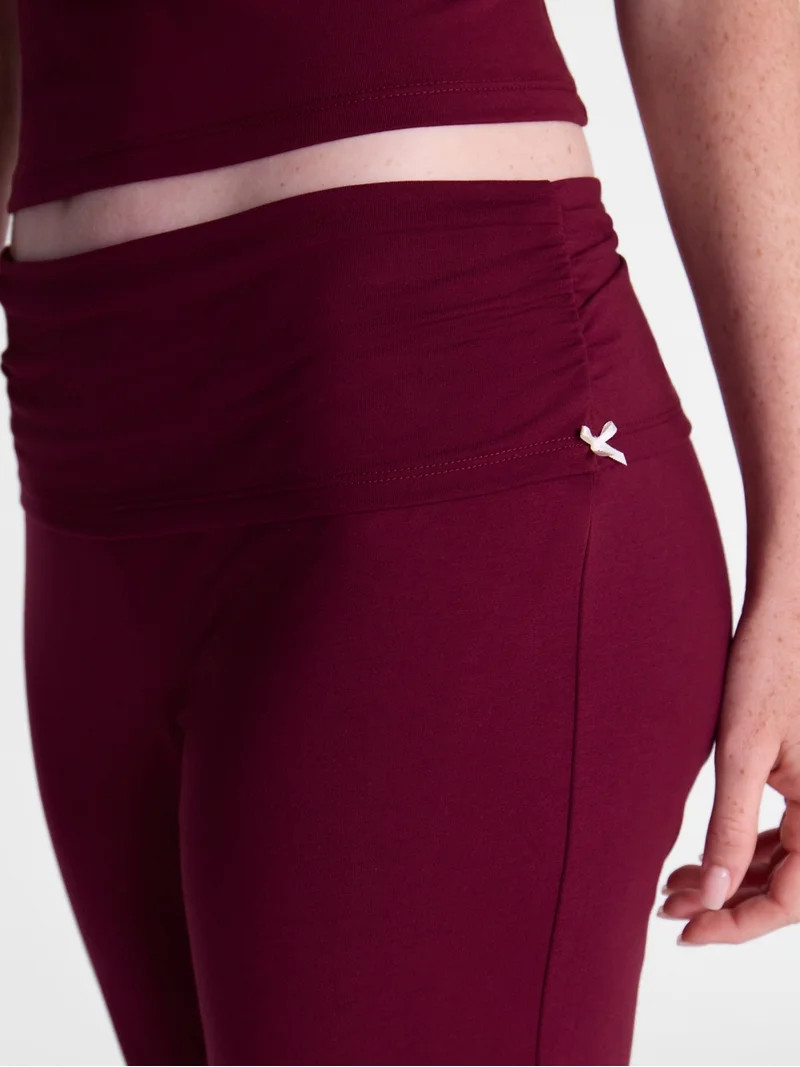 No Boundaries Cotton Blend Jersey Sleep Foldover Pants, 31'' Inseam, Women\u2019s XXS-3X | Walmart (US)