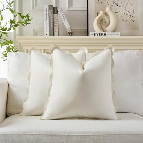 Scalloped Throw Pillow Covers | Decorative Pillow, Fabric Feels a Little Stiff | Boho Sytle for L... | Amazon (US)