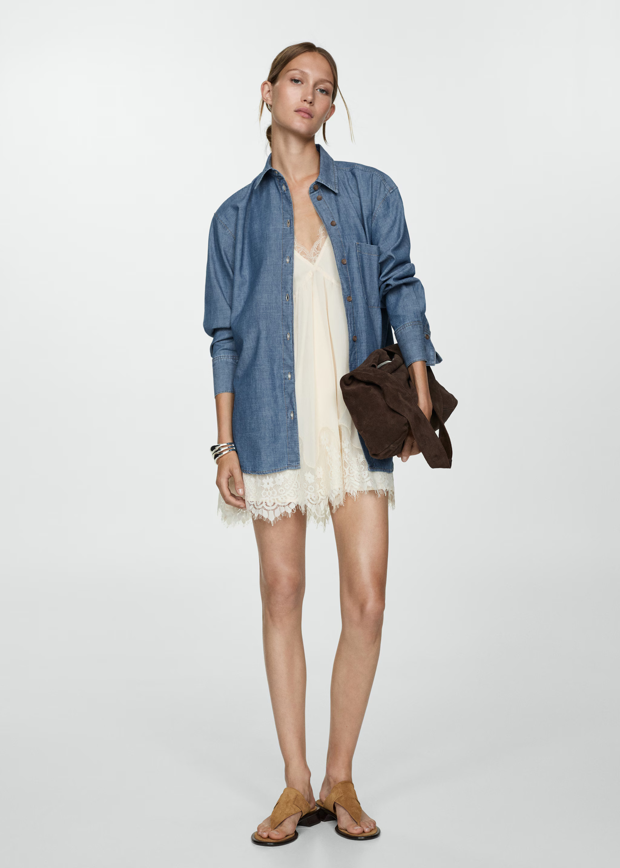 Pocket denim shirt - Woman | MANGO USA | MANGO (US)