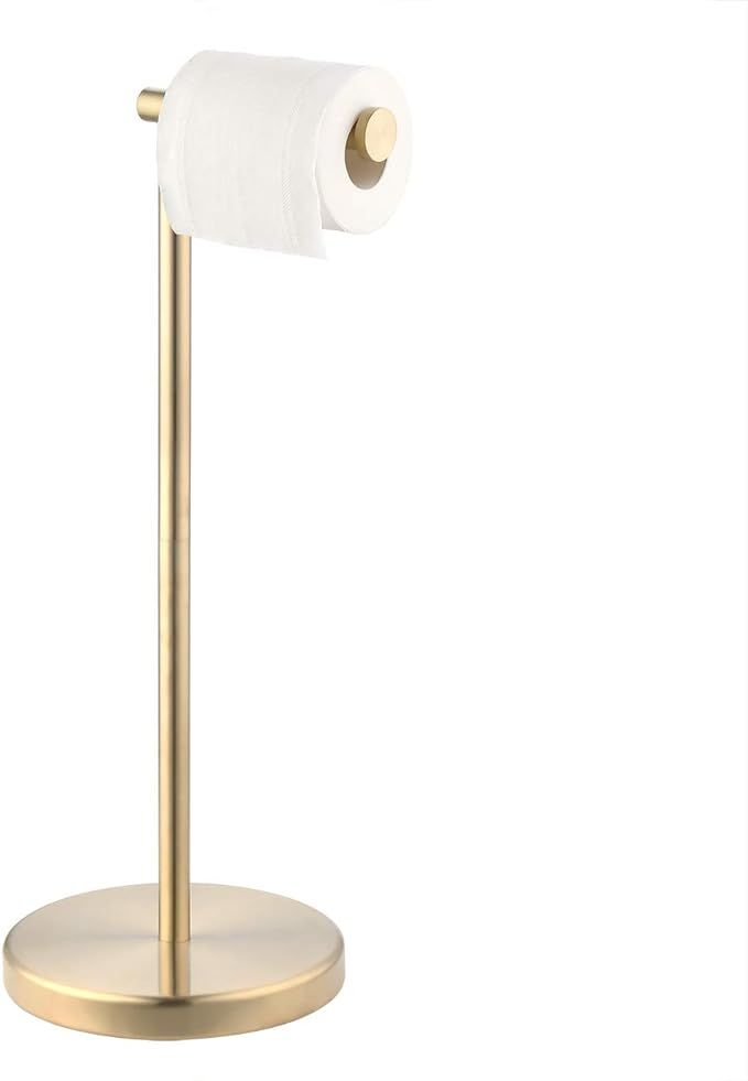 KES Gold Toilet Paper Holder Free Standing SUS 304 Stainless Steel Rustproof Pedestal Lavatory Ti... | Amazon (US)