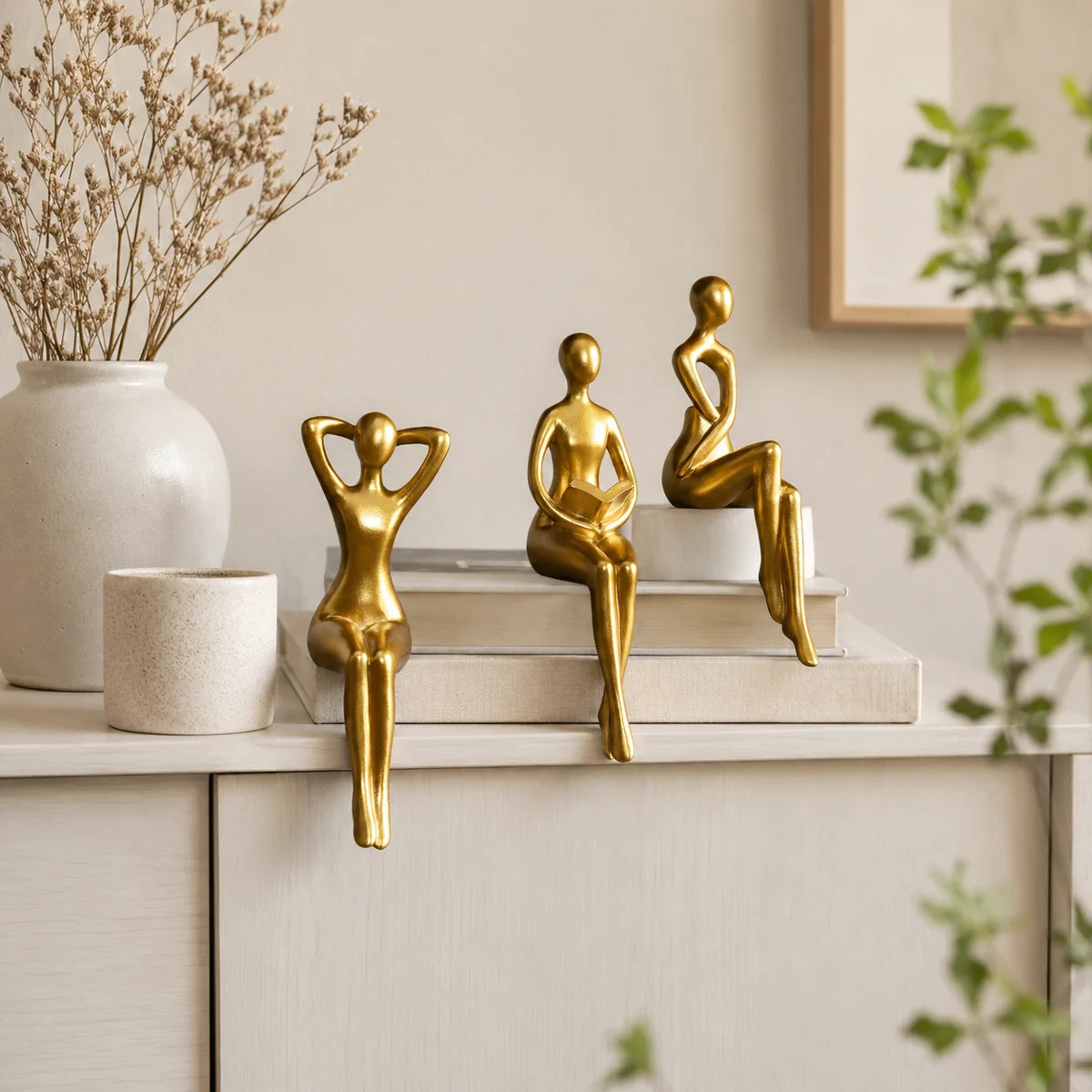 Gold Decor Thinker Statue Decor Book Shelf Decor, Abstract Statue Ornament Office Decor Modern Ho... | Wayfair North America