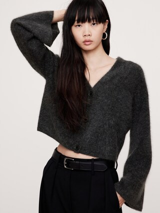 Brushed Cashmere Flare-Sleeve Cardigan | Banana Republic (CA)