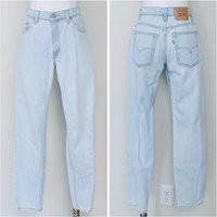 1990S Vintage Levis 550 Relaxed Fit Tapered Leg Light Wash/90S High Waisted Denim Mom Jeans Size Med | Etsy (US)