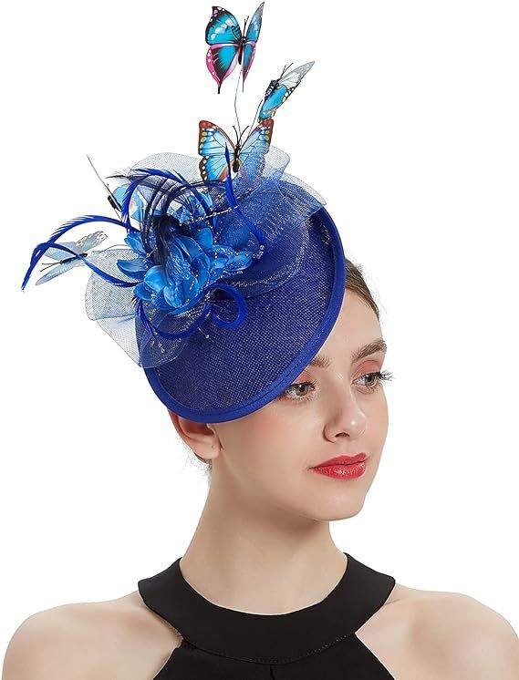Coucoland Fascinators Hat Tea Party Pillbox Hat Butterfly Fascinator Headband for Kentucky Derby | Amazon (US)