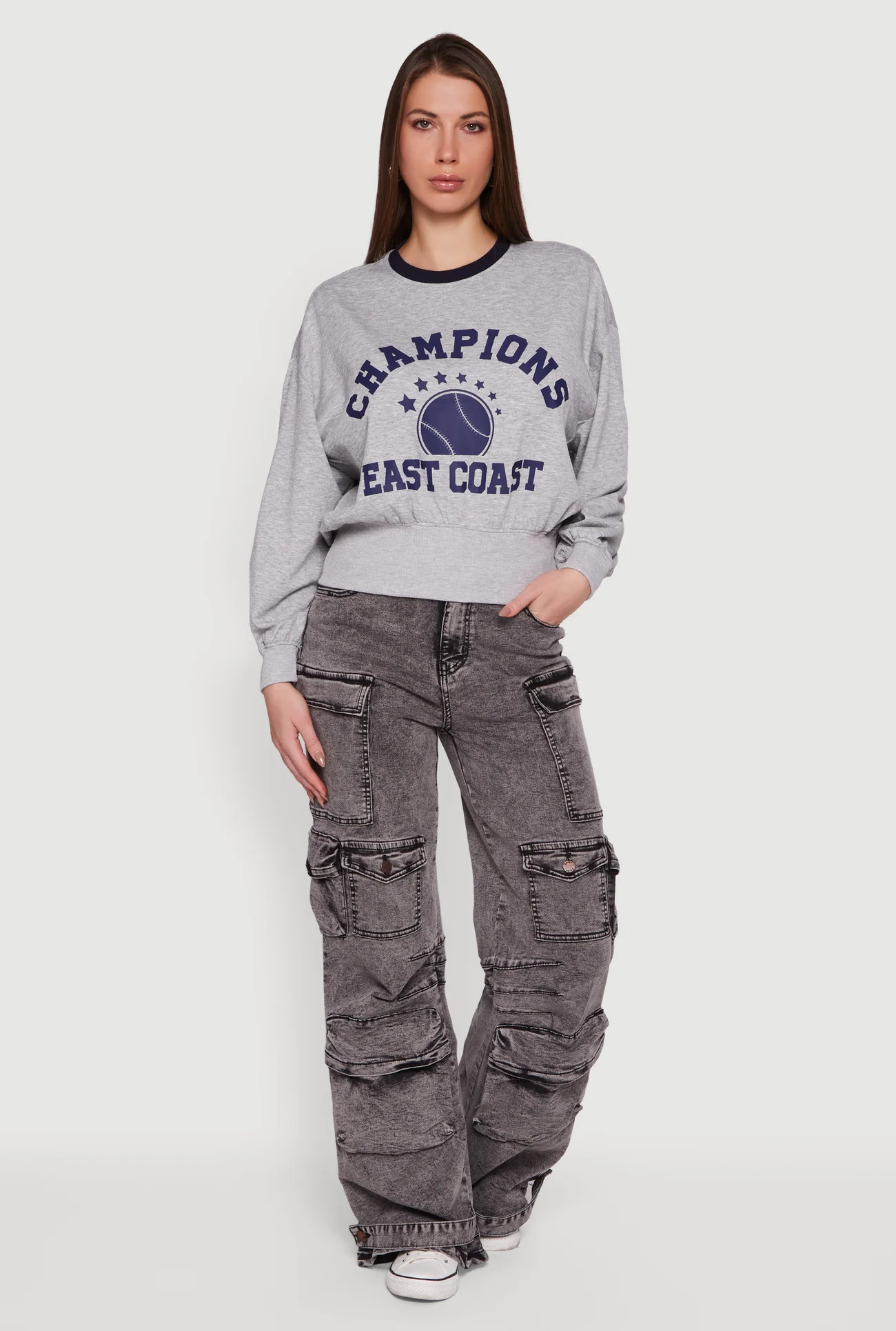 Acid Wash Flare Leg Utility Jeans | Rainbow Shops