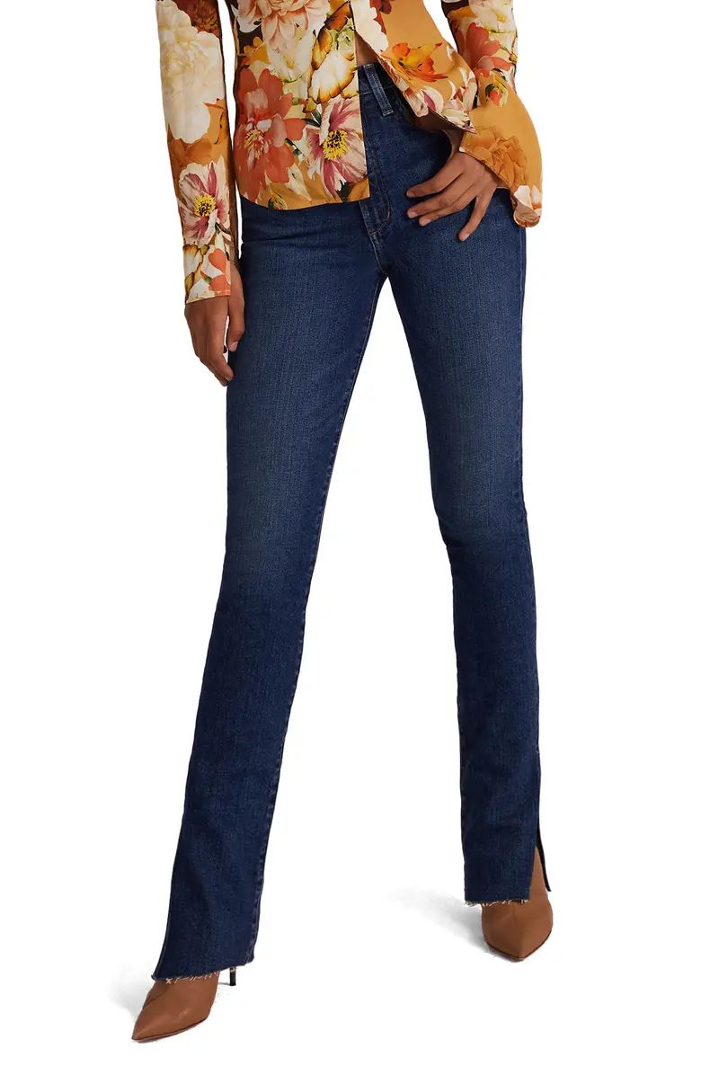 Favorite Daughter The Valentina Shortie Split Raw Hem High Waist Mini Bootcut Jeans | Nordstrom | Nordstrom