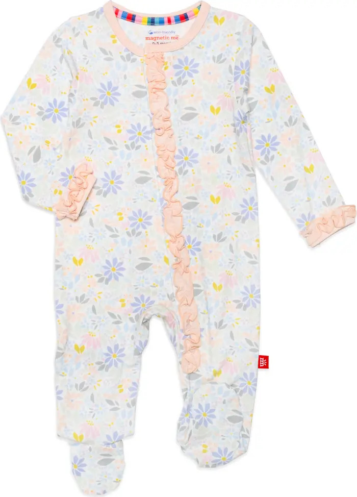 Magnetic Me Darby Print Ruffle Long Sleeve Footie | Nordstromrack | Nordstrom Rack