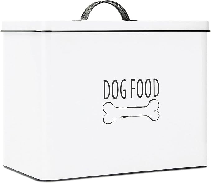 OUTSHINE White Farmhouse Dog Food Storage Container | Large Metal Dog Food Canister with Fitted L... | Amazon (US)