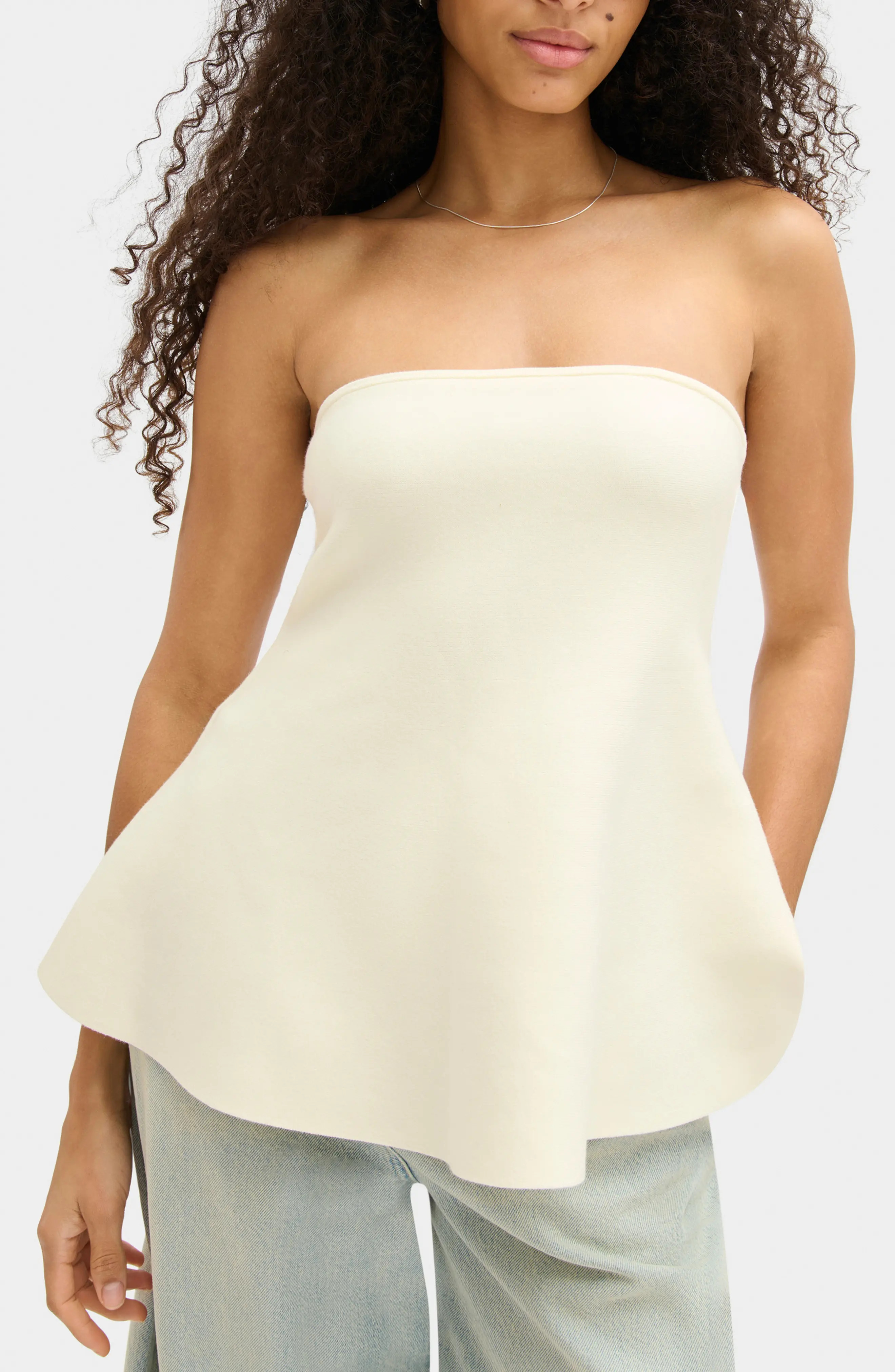 ALIGNE Amy Flared Strapless Top in Ivory at Nordstrom, Size Small | Nordstrom