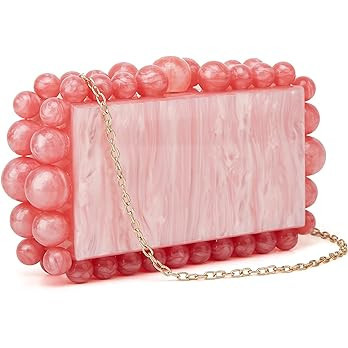 URAWOW Acrylic Evening Handbag Beads Bag for Women Graceful Shoulder Bag Satchel Marble Clutch Pu... | Amazon (US)