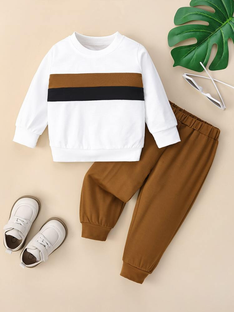 Baby Color Block Pullover & Sweatpants | SHEIN