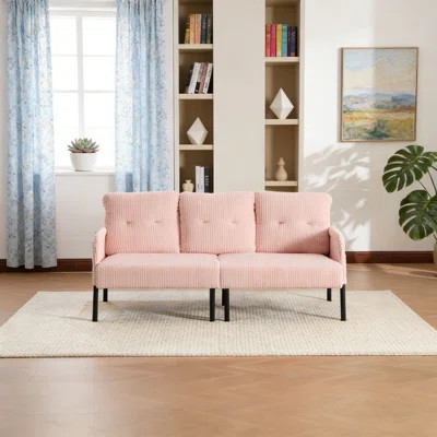 UNITED WE WIN Oversized Loveseat Sofa – Plush Corduroy Upholstered Couch with Metal Legs & Side Pockets for Living Room, Bedroom or Apartment | Wayfair North America