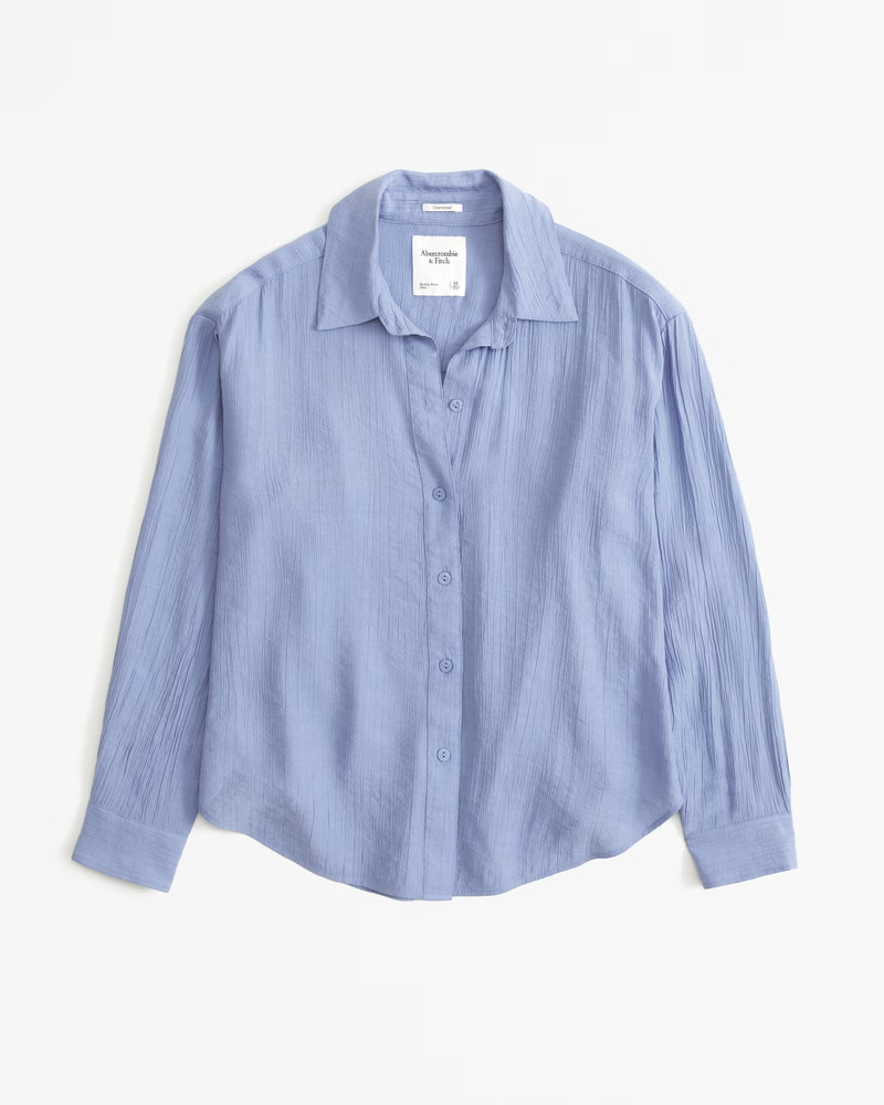 Oversized Crinkle Textured Shirt | Abercrombie & Fitch (US)