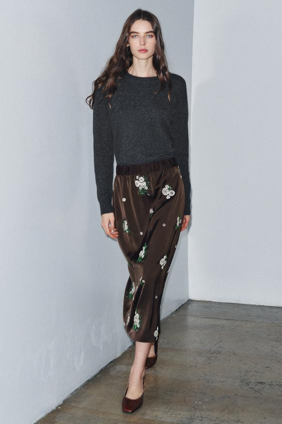 ZW COLLECTION LIMITED EDITION SEQUINED EMBROIDERED SKIRT | Zara US