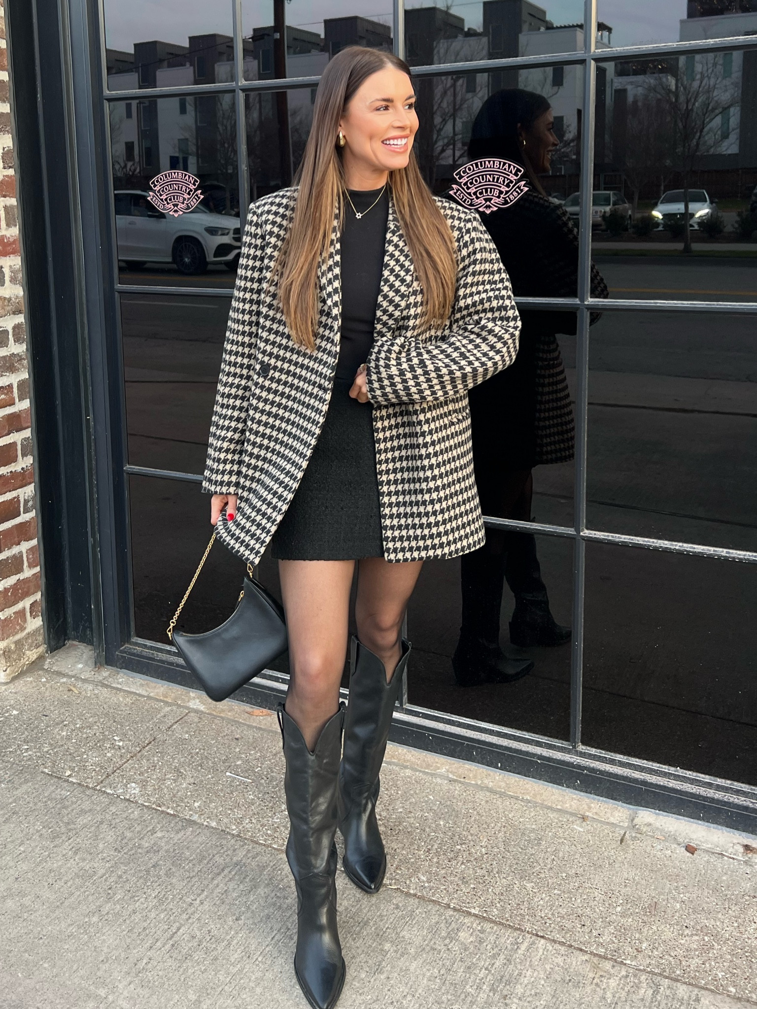 Anine bing blazer is so good 👏🏼 all black outfit - winter outfits! 

Winter style
Black boots 
Sheer tights 

#LTKGiftGuide #LTKStyleTip #LTKHoliday