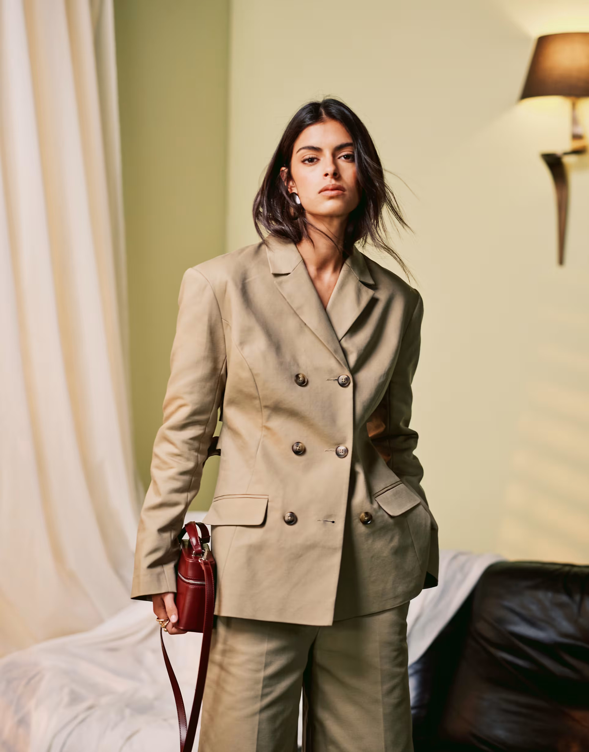 ASOS DESIGN trench detail blazer in camel | ASOS (Global)