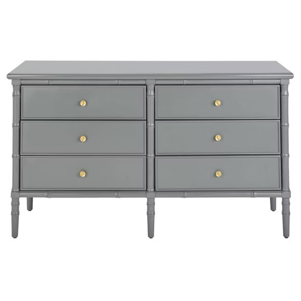 Mina 6 Drawer Dresser Gray/Gold - Safavieh | Target